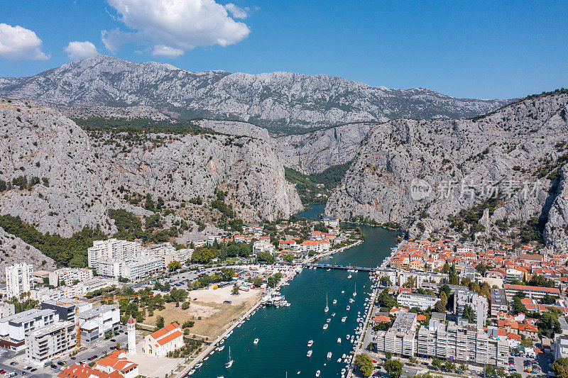 Aerial view of Omi? city in Croatia